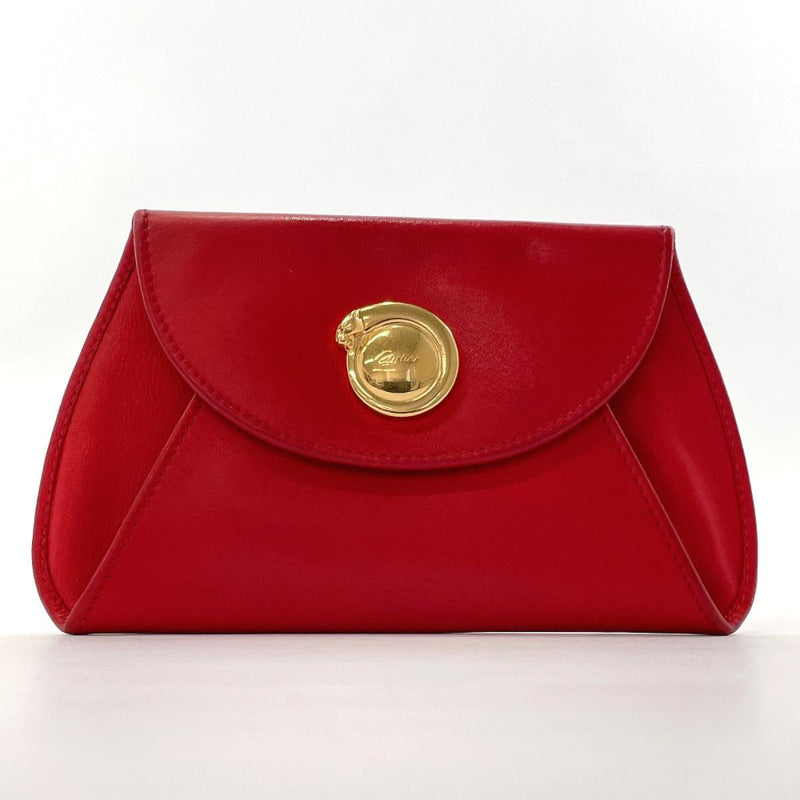 CARTIER coin purse PANTHERE leather Red Women Used - JP-BRANDS.com