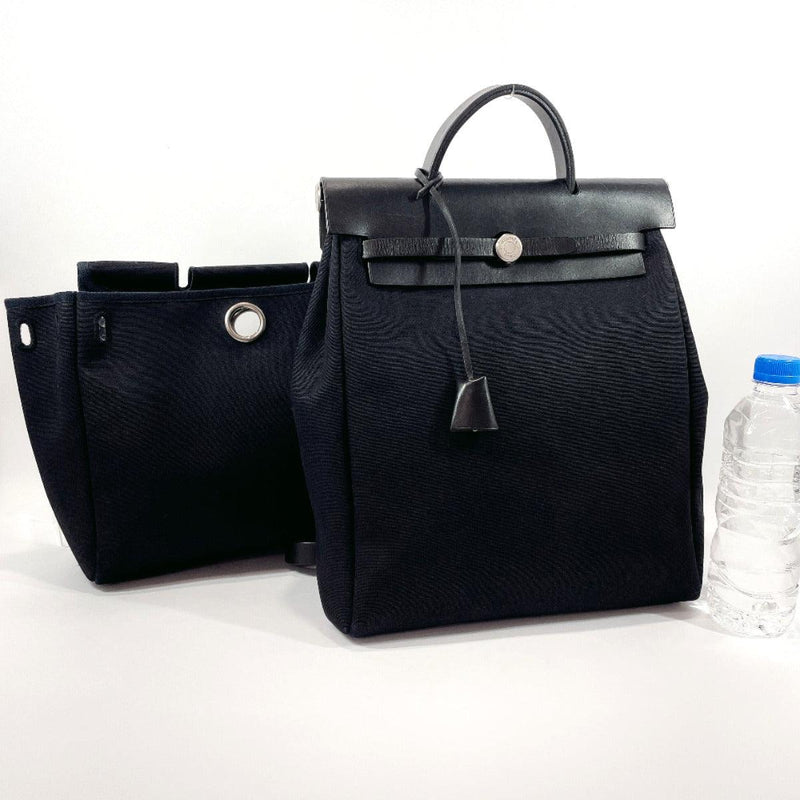 HERMES Backpack Daypack Herbag Ad PM canvas/leather Black □CCarved seal Women Used - JP-BRANDS.com