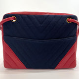 CHANEL Shoulder Bag Chevron stitch leather/canvas Red Red Women Used - JP-BRANDS.com