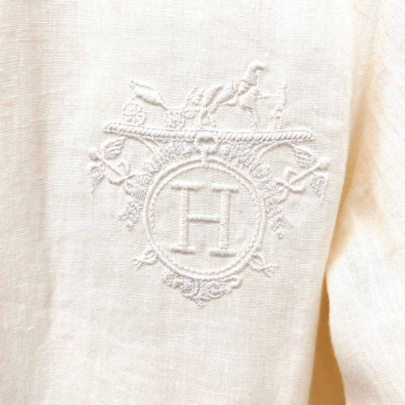 HERMES Long sleeve shirt linen Ivory unisex Used
