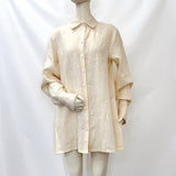 HERMES Long sleeve shirt linen Ivory unisex Used