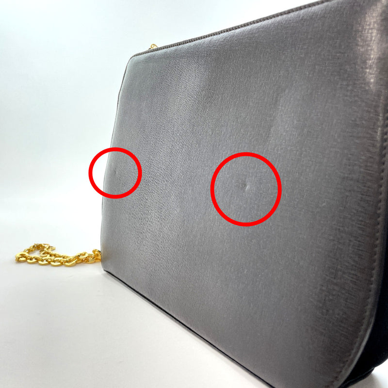 Vintage Twist Lock Detail Leather Shoulder Bag