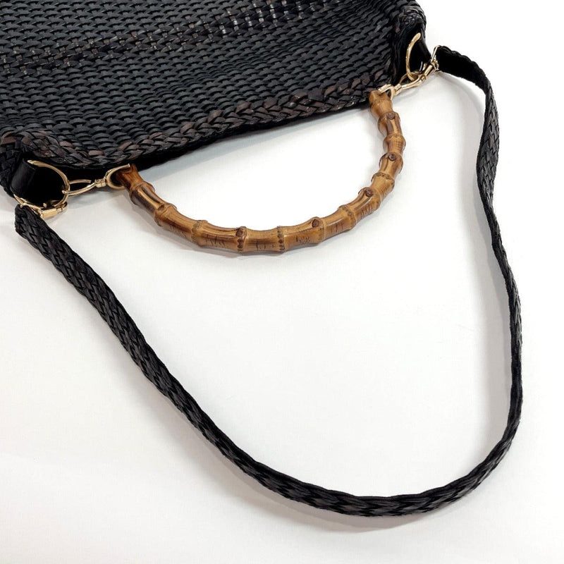 GUCCI Shoulder Bag 001・2404・1577 Intrecciato 2WAY Bamboo leather Black Women Used - JP-BRANDS.com