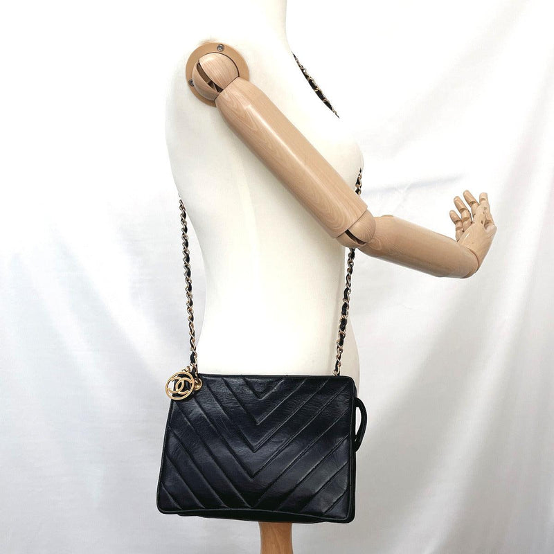Chanel Brown Handbag On A Long Chain