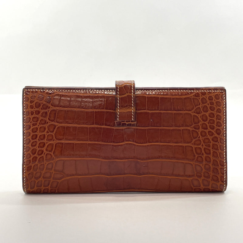 HERMES purse bearn leather Brown □HCarved seal unisex Used