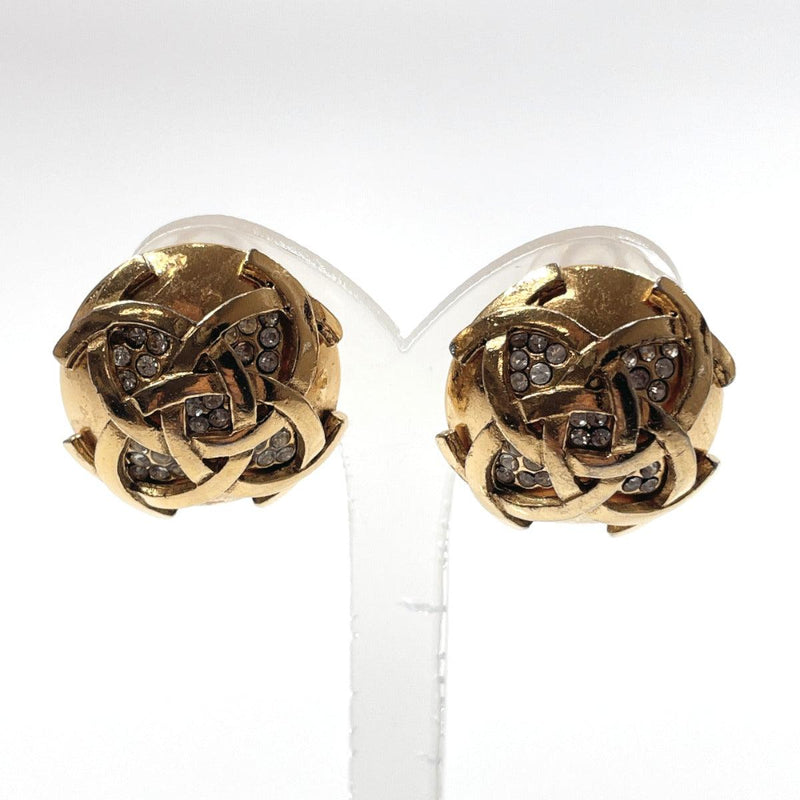 CHANEL Earring Vintage COCO Mark Cross rhinestone metal gold Women Used - JP-BRANDS.com