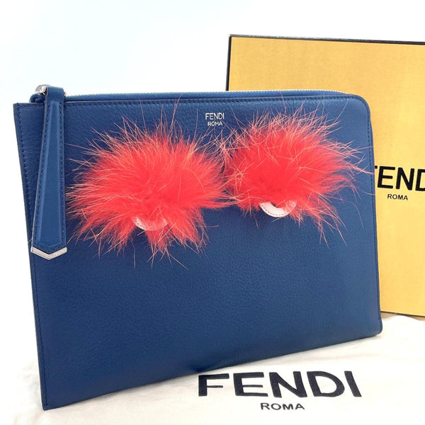 FENDI Clutch bag 8M0363 monster leather blue blue Women Used - JP-BRANDS.com