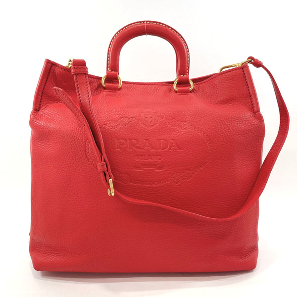 PRADA Tote Bag BR4617 2way leather Red Women Used