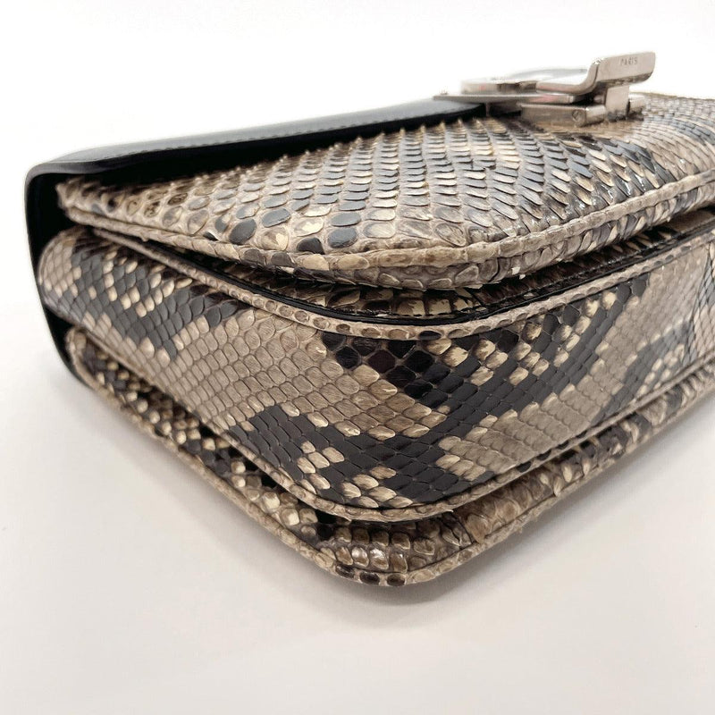 CELINE Shoulder Bag ChainShoulder C leather/Python Brown Brown Women Used - JP-BRANDS.com