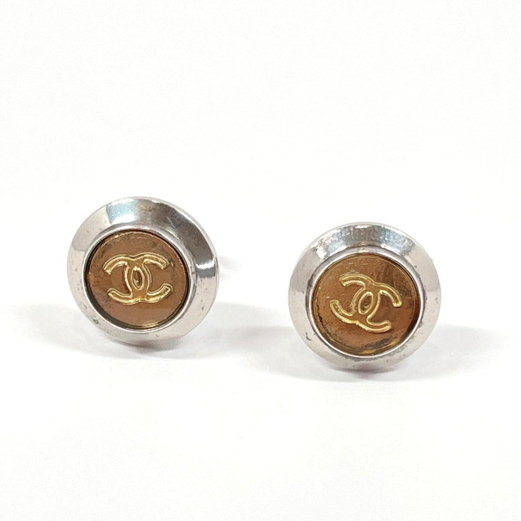 CHANEL earring Round COCO Mark metal Silver 99 A Women Used