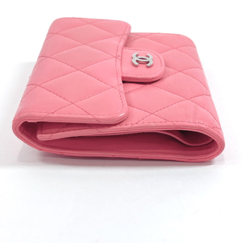 CHANEL wallet Matelasse lambskin pink Women Used
