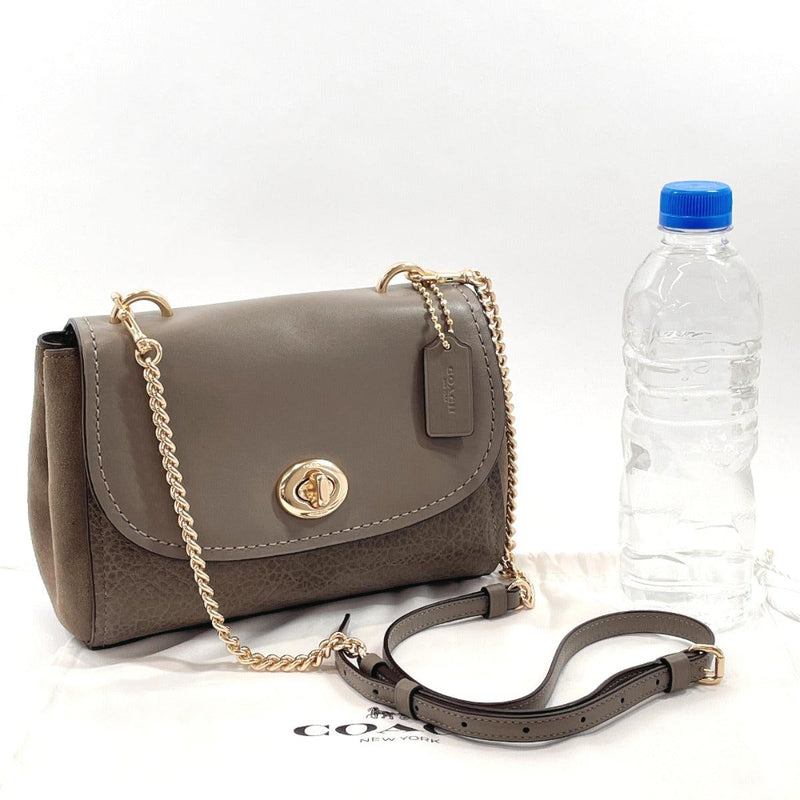 COACH Shoulder Bag F22349 leather/Suede gray Women Used - JP-BRANDS.com