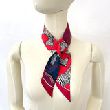 HERMES scarf Twilly Les Zebres silk Red Women Used
