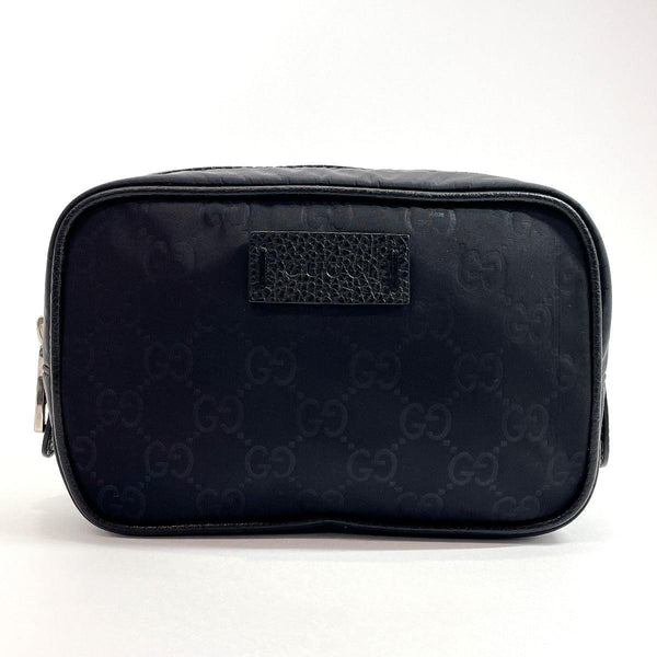 Authenticated Used GUCCI Gucci Pouch 510341 GG Nylon Leather Navy Silver  Metal Fittings Makeup Multi Case Accessory 