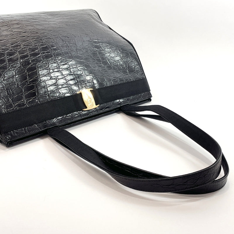 Salvatore Ferragamo Tote Bag BK－21　2530 Vala leather Black Women Used