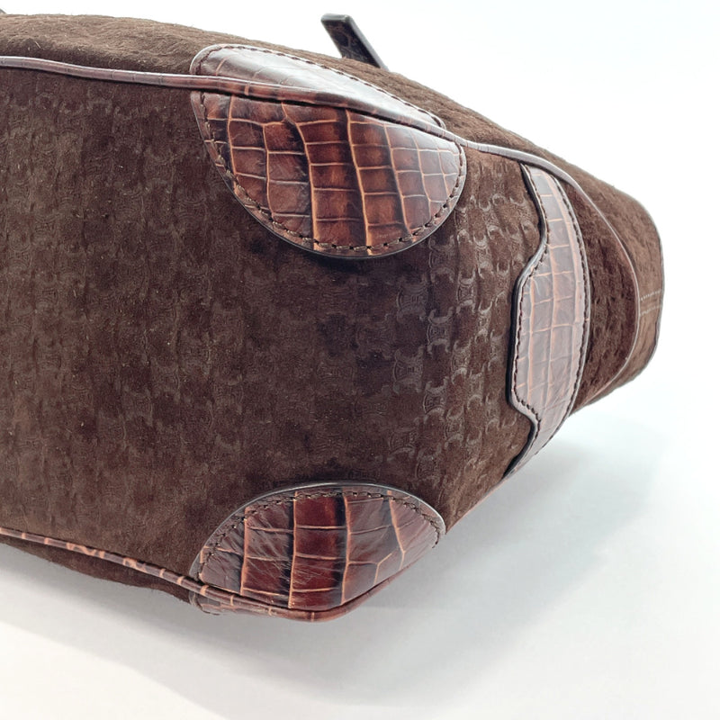 CELINE Handbag Boogie bag Macadam embossing Suede/leather Brown Women Used