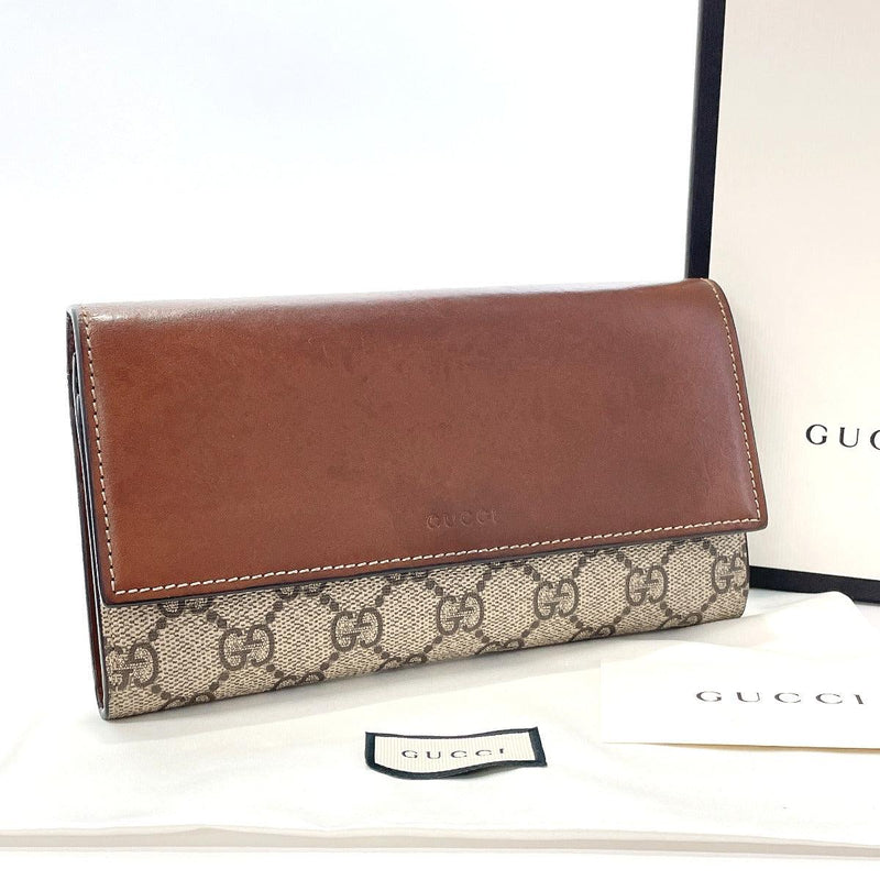 GUCCI purse 410100 GG Supreme Canvas/leather Brown Women Used - JP-BRANDS.com