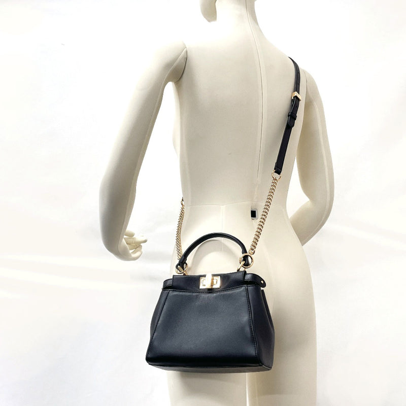 FENDI Shoulder Bag 8BN309 Peek-A-Boo XS leather Black Women Used