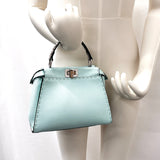 FENDI Handbag 8BN244 Peek-a-boo mini leather/Python blue Women Used
