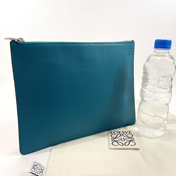 LOEWE Clutch bag bicolor leather blue blue unisex Used