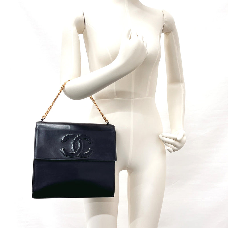 CHANEL Handbag ChainShoulder COCO Mark leather Black Women Used