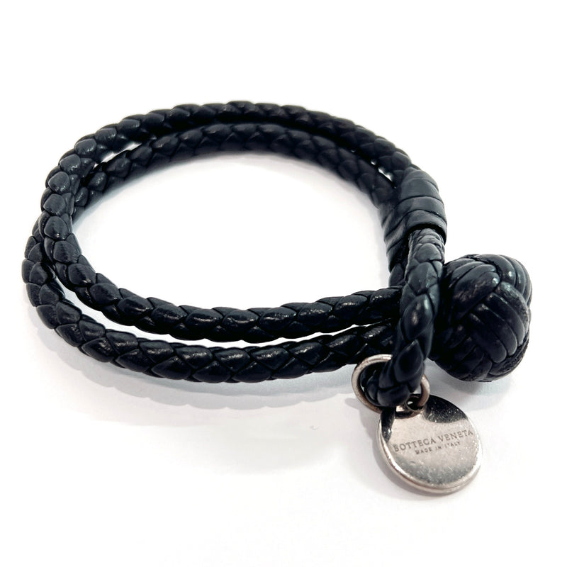BOTTEGAVENETA bracelet Intrecciato leather Black unisex Used