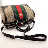 GUCCI Boston bag 406868 Sherry line 2way GG canvas Brown Brown unisex Used