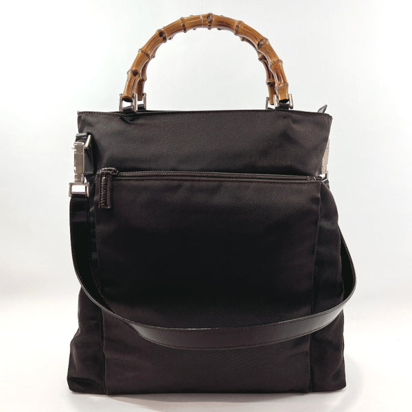 GUCCI Handbag 002・1956・0506 2Way Nylon/Bamboo Dark brown Women Used
