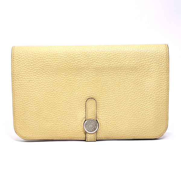 HERMES purse Dogon GM Togo beige □LCarved seal Women Used