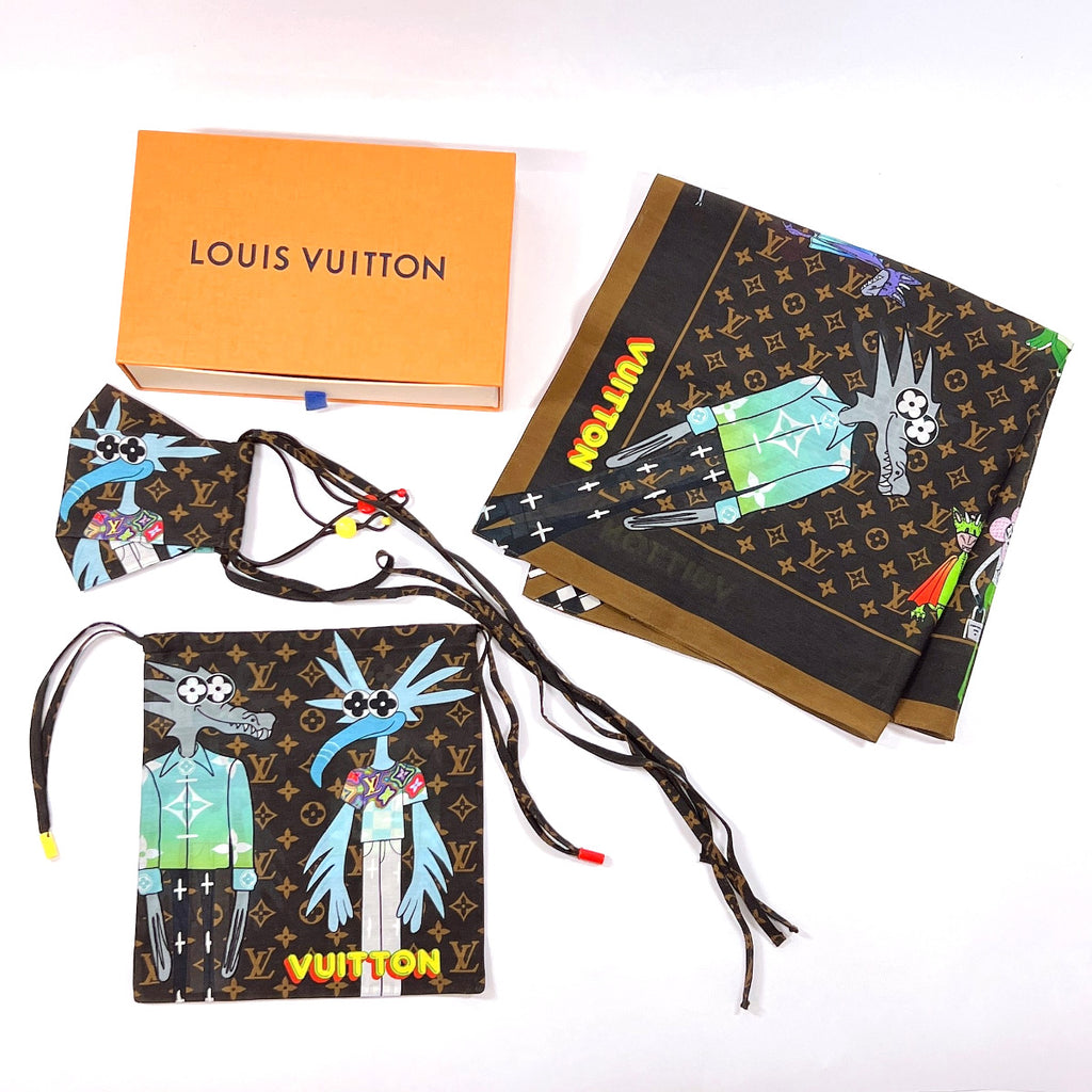Louis Vuitton LV Collage Mask Cover and Bandana Set Multicolor in