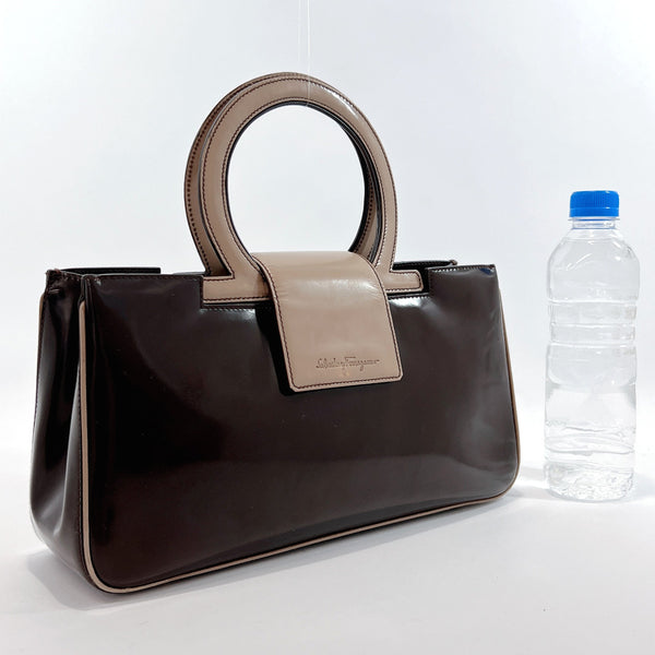 Salvatore Ferragamo Handbag AB-21 1829 Patent leather Brown Brown Women Used