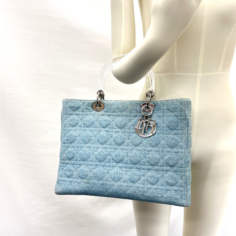 Dior Handbag MA-1929 Canage Lady day all denim blue blue Women Used