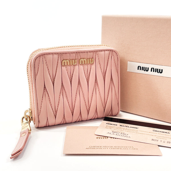 MIUMIU coin purse 5MM268 Materasse leather pink Women Used