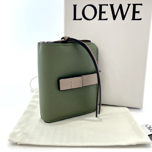 LOEWE wallet 124.12.Z44 anagram leather khaki khaki Women Used