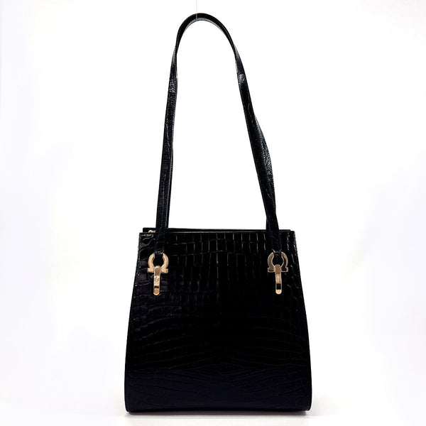 Salvatore Ferragamo Shoulder Bag AB-21 7708 Embossing leather Black Women Used