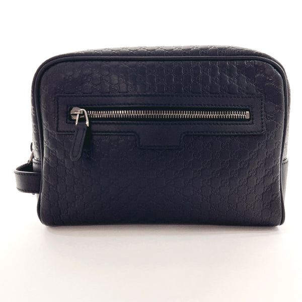 GUCCI business bag 419775 Micro Guccisima Sima leather Black mens Used