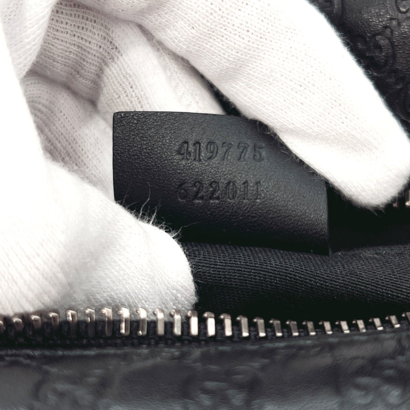 GUCCI business bag 419775 Micro Guccisima Sima leather Black mens Used