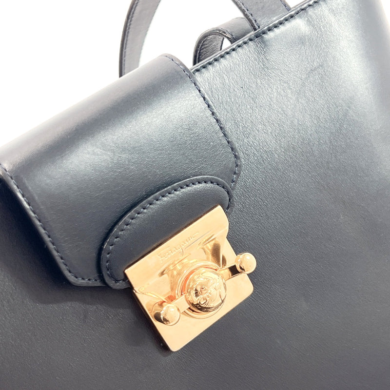Salvatore Ferragamo Shoulder Bag DQ-21 6144 Heel motif leather Navy Women Used