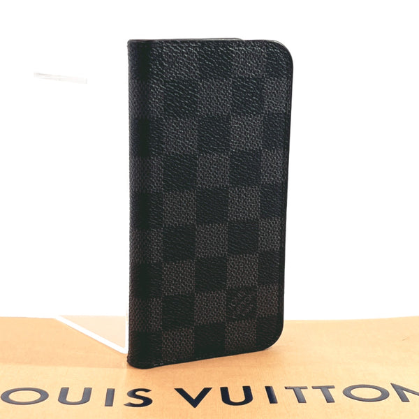 LOUIS VUITTON Other accessories M63445 iphone case X Damier Grafitto Canvas Black unisex Used