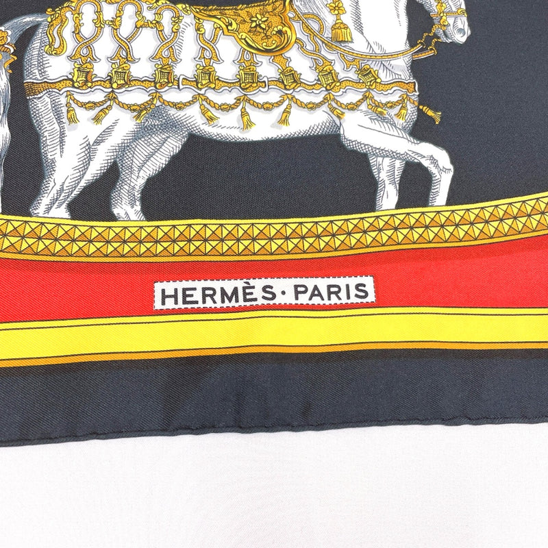 HERMES scarf Carre90 Horse of GRAND APPARAT silk Black Black Women Used