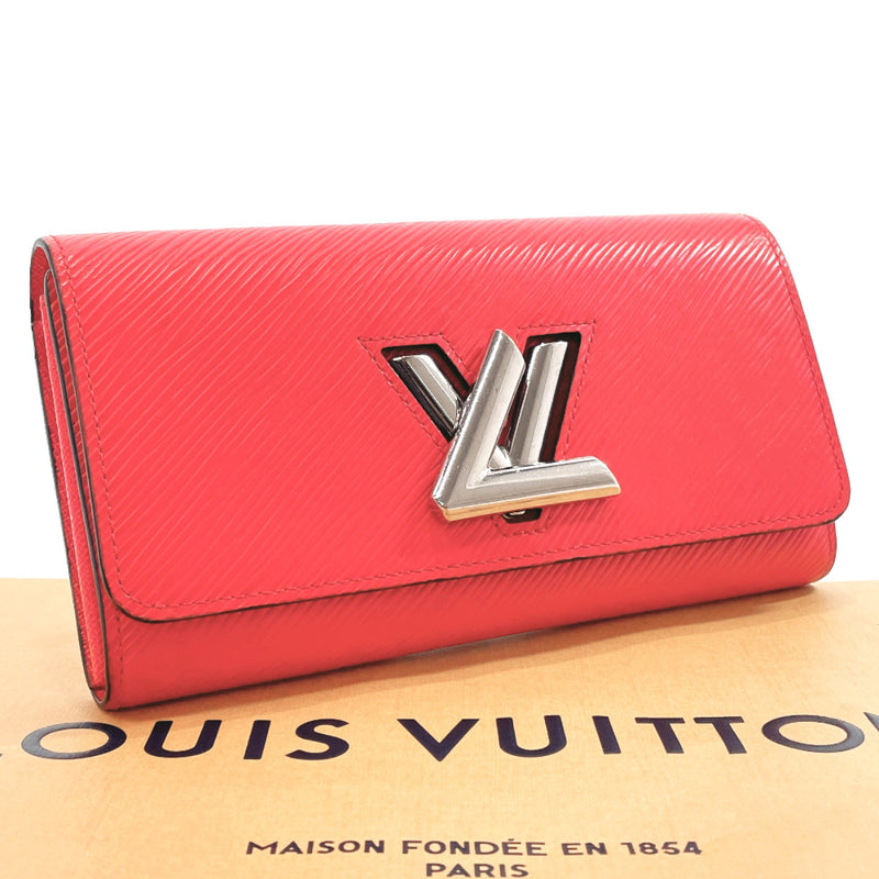 LOUIS VUITTON Women's Twist Chain Wallet Leather in Red