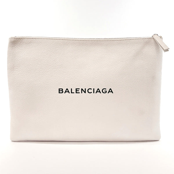 BALENCIAGA Clutch bag 485112・9002 Clip L leather white unisex Used