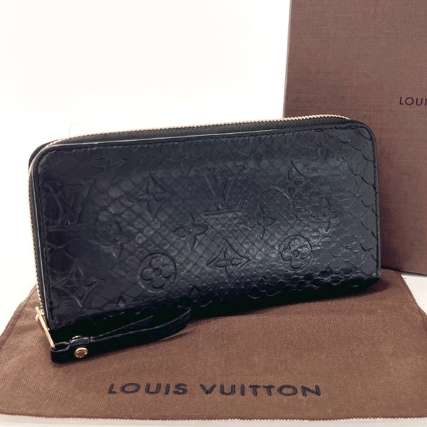 LOUIS VUITTON purse N91449 Zippy wallet モノグラムパイソン Python Black unisex Used