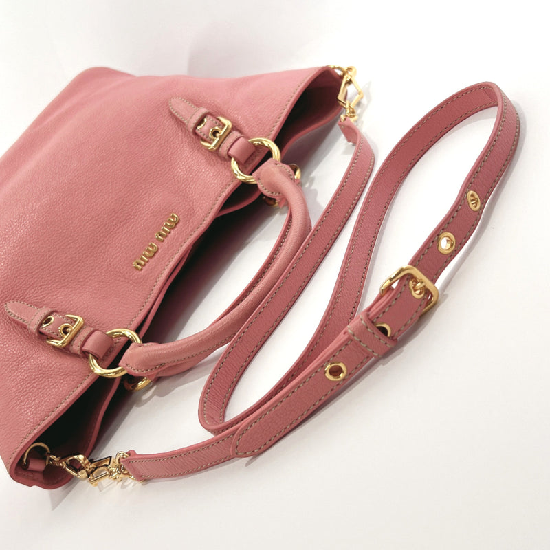 MIUMIU Shoulder Bag RN0886 Madras 2way leather pink Women Used