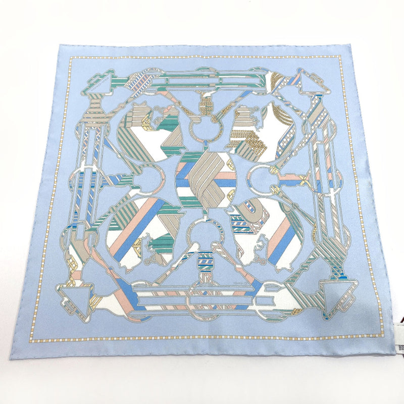 HERMES scarf Gavroche Tattasole Zigzag Petit Carre silk blue Women New