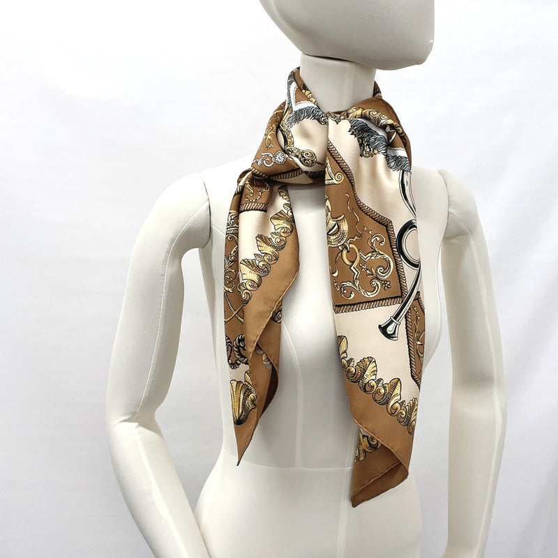 HERMES scarf Carre90 Louis XIV silk Brown Women Used