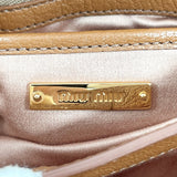 MIUMIU Shoulder Bag RT0460 Madras Ribbon Studs leather Camel Women Used