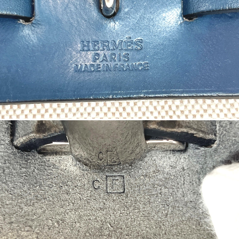 HERMES Handbag Herbag PM Towar Officier/leather Navy □FCarved seal unisex Used