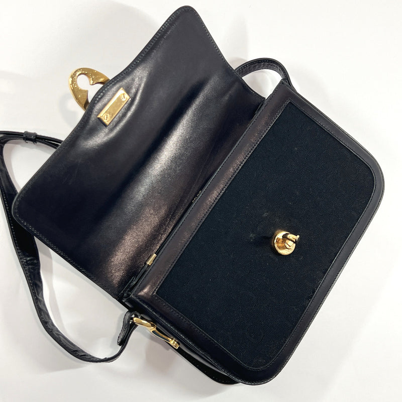 CELINE Shoulder Bag vintage Carriage hardware canvas/leather Black Wom –