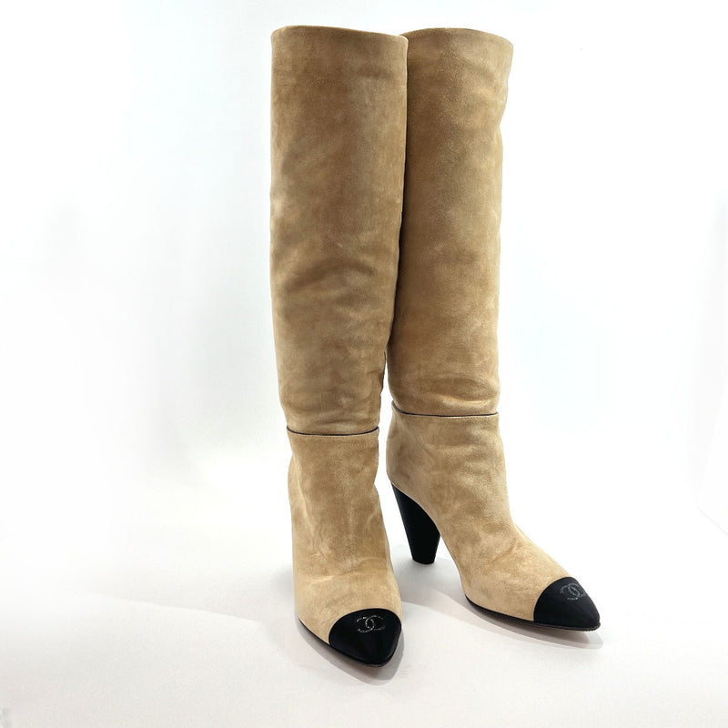 Synes godt om tommelfinger fodspor CHANEL boots G35150 Knee-high boots Suede beige beige Women Used –  JP-BRANDS.com